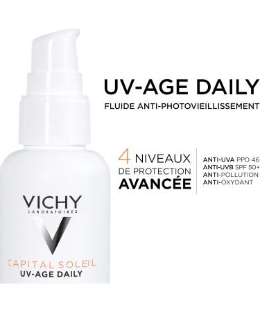 Vichy Capital Soleil Tinted Anti-Photoaging Fluid SPF50+ Protection & Anti-Aging Enriched with Peptides & Niacinamide For All Skin Types 40 ml - Buy Online on GoSupps.com