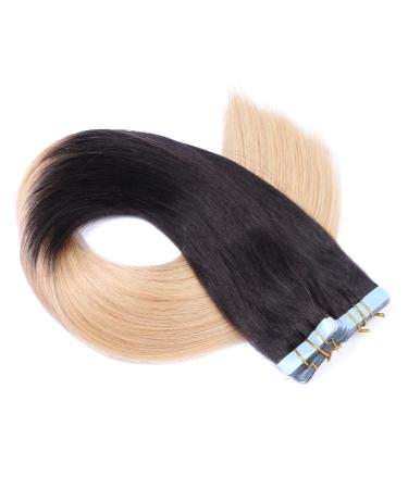 Premium Tape-In Hair Extensions - #1B/24 Ombre - 40cm - 100% Remy Real Hair - Tress by Novon Hair Extensions - Buy Online on GoSupps.com