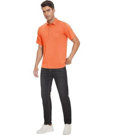 MAGCOMSEN Men's Polo Shirt - Orange, XX-Large | Quick Dry Collared Golf Shirt - Buy Online on GoSupps.com