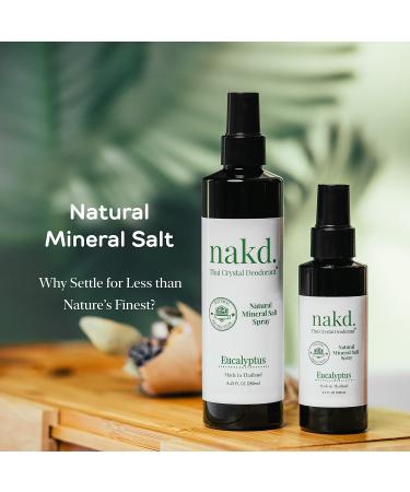 Nakd Thai Crystal Deodorant Spray Set - 2 Salt Deodorant Crystal Sprays - Natural Eucalyptus Scent - Aluminum Free - 8.45 FL oz. + 3.3 FL oz. Travel Size - for Women, Men & Teens by Va - Buy Online on GoSupps.com