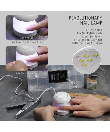 Aokitec 4-in-1 Fake Nail Tips Gel Kit with UV LED Lamp - 504 Coffin Nails, Glue, Clipper, File | Nail Art DIY Set - Buy Online on GoSupps.com