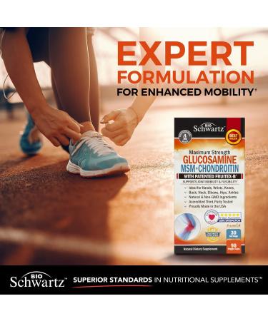 BioSchwartz Glucosamine MSM + Chondroitin with Fruitex-B | 90 Veggie Caps for Joint Health - Buy Online on GoSupps.com