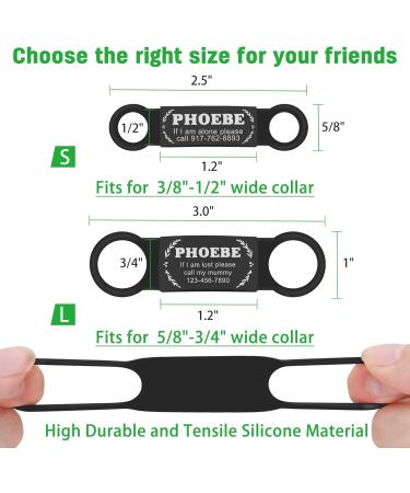 Natiform Personalized Dog Tags Slide-On Pet ID Tags Fun Wild Flower Frame Design Stainless Steel Dog Name Tags Engraved No Noise Customized Pet Identification Tags(L Black) - Buy Online on GoSupps.com