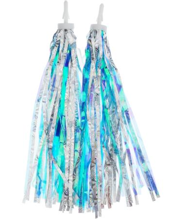 Kasteco 2 Pairs Bicycle Tassel Ribbons - Blue/Silver & Hot Pink/Silver | Bike Handlebar Streamers for Scooters - Buy Online on GoSupps.com
