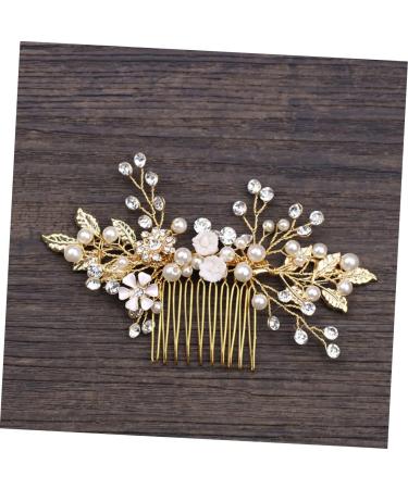 FRCOLOR Pearl Hair Comb Bridal Hair Jewellery Golden Hair Clip Golden Hair Clips Golden Hair Clips Gold Hair Clips Tiara Flowers Hair Accessories Rhinestone Comb Wedding Headpiece Accessories - Buy Online on GoSupps.com
