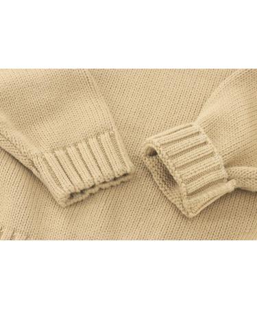 KISLOVE Ribbed Knit Sweater for Toddler Boys & Girls | Winter Chunky Pullover in Beige | Long Sleeve Knitwear Top | Soft Unisex Baby Clothes - Buy Online on GoSupps.com