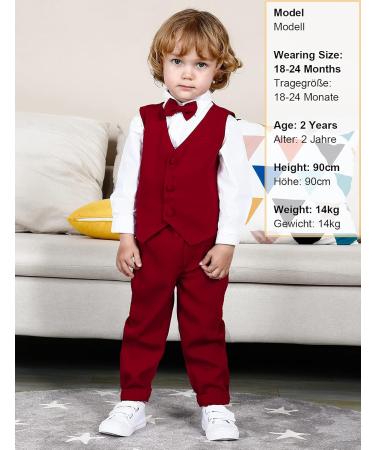 Mint Green Baby Boys Gentleman Suit Set | Burgundy | Size 2-3 Years - Buy Online on GoSupps.com