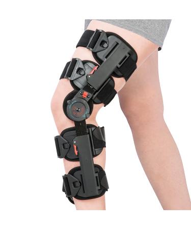 Medibot Hinged Knee Brace ROM Adjustable Post Op Knee Support Orthosis Immobilizer Protector for Left Leg and Right Leg Both Men and Women