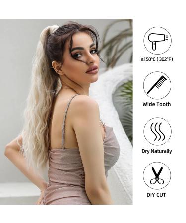 Platinum Blonde 24-Inch Oefei Ponytail Extension - Natural Synthetic Hair Braid with Velcro Fastener for Women - Buy Online on GoSupps.com