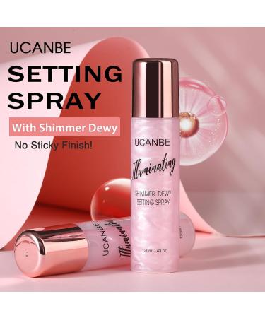 UCANBE Shimmer Dewy Setting Spray Glowing + Makeup Setting Spray 2 in 1 Lightweight Formula for a Radiant Glow Long-Lasting Face Mist for Face Body 4 Fl Oz #Silver - Buy Online on GoSupps.com