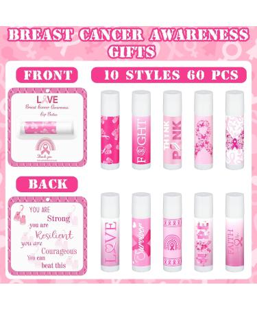 Sacubee 60 Pack Breast Cancer Awareness Lip Balms Bulk Small Pink Ribbon Thank You Lip Balms Gifts Set Breast Cancer Awareness Bulk Items Moisturizing Care Survivors Gifts for Women Men Survivors - Buy Online on GoSupps.com