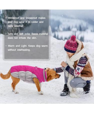 Kuoser Waterproof Dog Coat - Cold Weather Jacket for Small & Medium Dogs | Cozy Fleece-Lined Reflective Winter Vest in Pink - Buy Online on GoSupps.com
