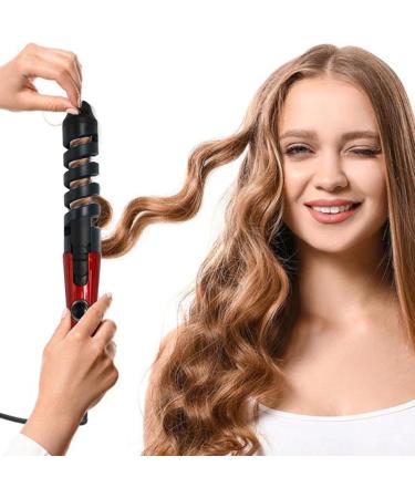 Spiral Screw Rod Electric Curling Iron - Constant Temperature Hair Care - Red Ceramic Glaze - 31.5x3.5cm - Buy Online on GoSupps.com