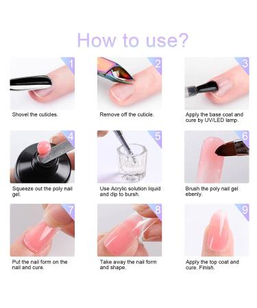 Poly Gel Nail Kit - 10 Color Builder Set with Slip Solution & Rhinestones - Buy Online on GoSupps.com