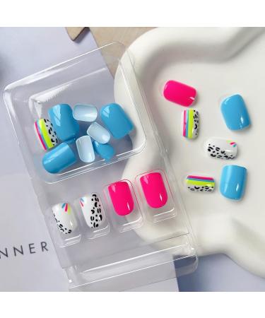 Shop Stylish Short Press on Nails - Black Leopard Print Acrylic Glossy Colors | 24PCS Full Cover False Nails for Women & Girls - Buy Online on GoSupps.com