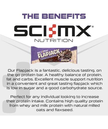 SCI-MX Chocolate Protein Flapjack 12 x 80 g - 12g Protein per Flapjack High Fibre + Oaty Goodness for Energy Boost - Guilt Free Snack made from Oats - Source of Protein - Suitable for Vegetarians FLAPJACK -Chocolate - Buy Online on GoSupps.com