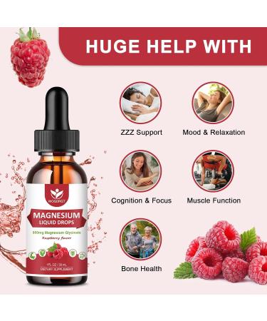 (2 Pack) Magnesium Glycinate Liquid Drops with Citrate & Taurate - High Absorption 1000mg Liquid Magnesium Complex with D3 GABA L-theanine for Cognition Muscle & Focus Raspberry Flavor - 30mL - Buy Online on GoSupps.com