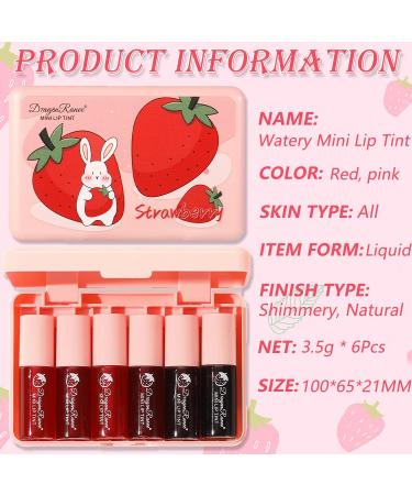 Shop 6 Colors Lip Tint Stain Mini Liquid Lipstick | Korean Moisturizing Velvet Lip Tint & Waterproof Longwear Blush - Vivid Strawberry Shades - Buy Online on GoSupps.com