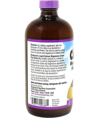 Bluebonnet Liquid Calcium Magnesium Citrate + D3 - Natural Lemon Flavor, 16 fl oz - Buy Online on GoSupps.com