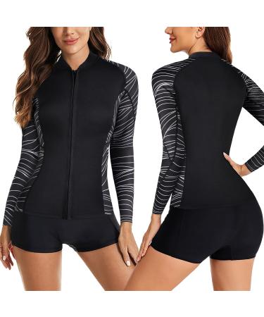 CtriLady Women's Neoprene Wetsuit Top - 1.5mm Long Sleeve High-Necked Jacket with Front Zipper - Black - Size Medium - Buy Online on GoSupps.com