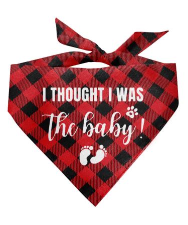 I thought i was the baby dog bandana dog bandana buffalo plaid pet scarf dog scarf accessories baby announcement dog bandana dog bandana gift for small medium large dog bandana pet scarf (b36) red stark pattern