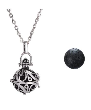 PRINCESS CUTENESS STORE Aromatherapy Diffuser Lava Rock Pendant Necklace Essential Oil Locket Set Jewelry