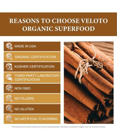 VELOTO Organic Ceylon Cinnamon Powder - 100% Pure & GMO Free - 907g/2 lbs - Ideal for Baking, Cooking, Beverages - Vegan & Raw - Buy Online on GoSupps.com