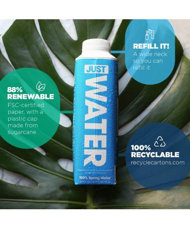 JUST Water - 100% Spring Water | Naturally Alkaline 8.0 pH | Plant-Based & BPA Free | Sustainable & Fully Recyclable Boxed Water Bottle - Eco-Friendly | 1L / 33.8 Fl Oz (Pack of 6) - Buy Online on GoSupps.com