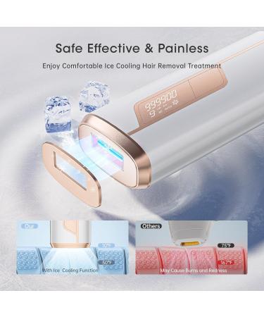 LUBEX IPL Hair Removal Device with Ice Cooling - 3-in-1 Laser Hair Removal, 9 Energy Levels, 999900 Flashes - Painless Hair Removal for Face, Armpits, Legs, Bikini Line - Women, Men - White Beige - Buy Online on GoSupps.com