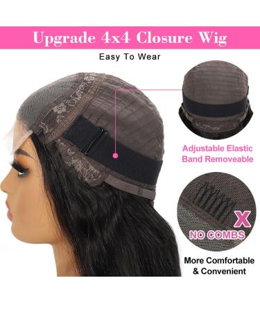 16 Body Wave Lace Front Wig 4x4 HD Transparent Lace Closure 150% Density Glueless Human Hair Pre Plucked with Baby Hair - Natural Black Women's Wig - Bleached Knots (16) - Buy Online on GoSupps.com