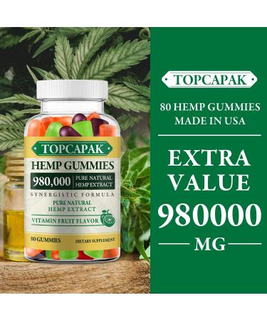 Hight Potency Hemp Gummies for Sleep, Joints, Relaxation & Calm - Fruity Flavors - Made in USA - 80 Count (Pack of 1) - Buy Online on GoSupps.com