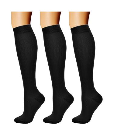 CHARMKING Compression Socks for Women & Men Circulation (3 Pairs) 15-20 mmHg is Best Support for Athletic Running Cycling Small-Medium 01 Balck/Black/Black