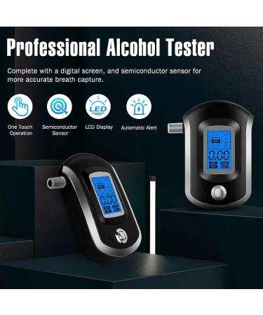 Professional Alcohol Breathalyzer with 20 Mouthpieces - Portable Digital Blood Alcohol Tester for Home Parties - Black - Buy Online on GoSupps.com