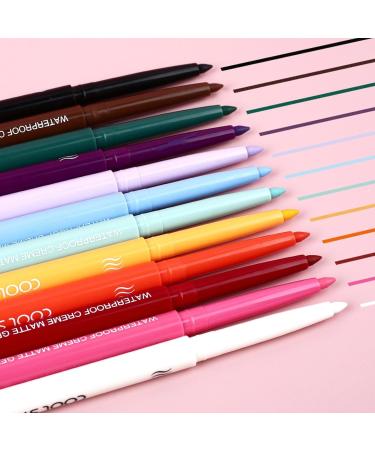Color Eye Liner - Waterproof Colored Matte Lip Liner | Matte Eyeshadow Highlight Pen Rainbow Eye Liner Soft Crayon Eye Shadow Set for Halloween Festival Makeup - Buy Online on GoSupps.com