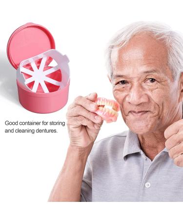 Denture Bath Box with Basket - Complete Clean Care Case for False Teeth, Clear Braces, Night Guards & Retainers - Travel-Friendly Soaking Solution with Free Brush (Pink) - Buy Online on GoSupps.com