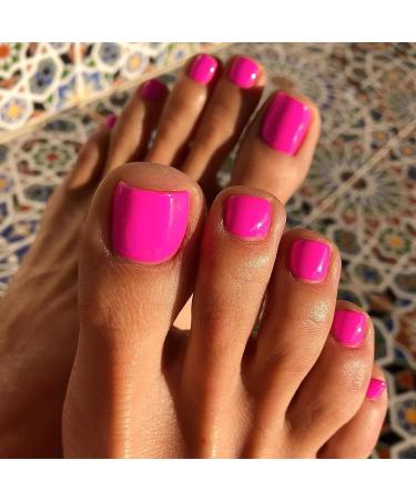 Artquee Hot Pink Fake Toenails - 28Pcs Glossy Press On Toe Nails Kit for Women | Short Square Shaped Artificial Toenail Tips - Buy Online on GoSupps.com