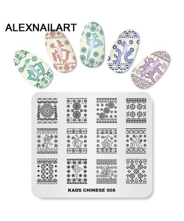 4-Piece Nail Stamping Plate Set - Imperial Crown & Chinese Mahjong - DIY Nail Art Stencils for Manicure - Buy Online on GoSupps.com