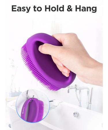 HEETA Hand-Held Body Shower Brush 2-Pack - Soft Silicone Body Scrubber for Gentle Exfoliation - Bath Brush for Men, Women, Kids - Suitable for All Skin Types - Black & Purple (Set of 2) - Buy Online on GoSupps.com