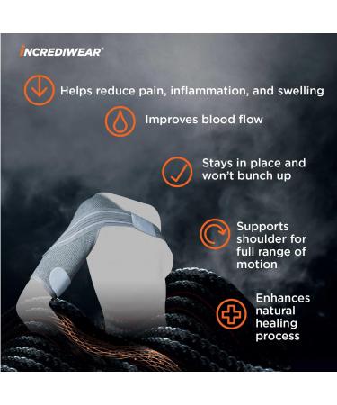 Incrediwear Shoulder Brace for Men & Women - Shoulder Support Brace for Recovery & Pain Relief - Reduces Inflammation & Swelling - Left & Right Shoulder Design - Grey Medium (Pack of 1) - Buy Online on GoSupps.com