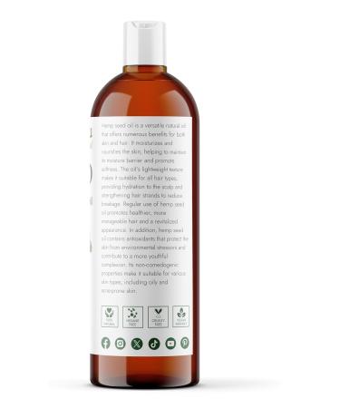Plant Guru Hemp Seed Oil 32 fl. oz. Cold Pressed 100% Pure & Natural Carrier Oil for Skin Face Body and Hair. Great for DIY Creams Lotions and Lip Balm. - Buy Online on GoSupps.com