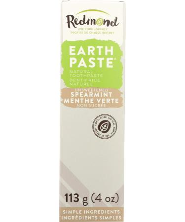 Redmond Earthpaste - Natural Non-Fluoride Spearmint Flavored Toothpaste, 4 Ounce Tube (1, Spearmint) 4 Ounce (Pack of 1) Spearmint