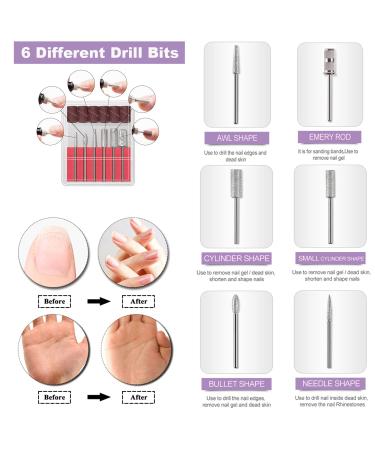 Fantexy Portable Electric Nail Drill Kit - 20000 RPM for Acrylic & Gel Nails | Home Salon Manicure & Pedicure Tools (Black) - Buy Online on GoSupps.com