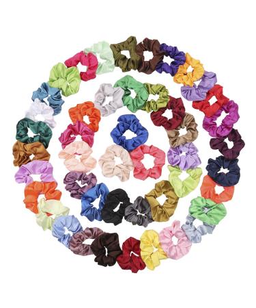 ZZICEN Satin Scrunchies Set - 50 Colors Hair Elastic Bands for Women and Girls - Buy Online on GoSupps.com