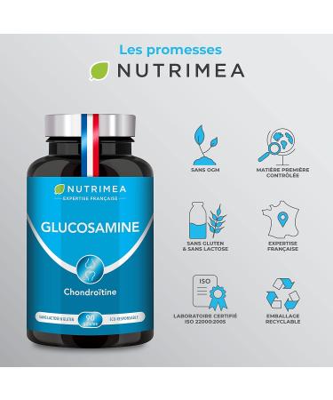 Glucosamine Chondroitin - Joint Complex with MSM & Manganese - Against Joint Pain Osteoarthritis Tendonitis - Cartilage Reconstitution - 90 Vegetable Capsules - Made in France - Buy Online on GoSupps.com
