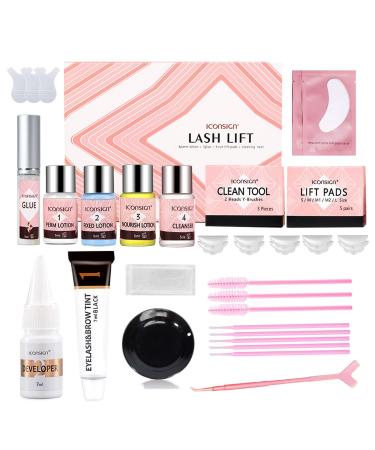 4 in 1 Lash Lift and Black Kit Brow Lamination and Black Color Kit Semi-Permanent Eyelash Lifting Eyebrow Perming with Tools Full Kit Professional Use for Salon