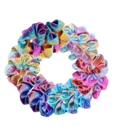 12 Pieces Shiny Metallic Scrunchies Hair Scrunchies Elastic Hair Bands Scrunchy Hair Ties Ropes for Women or Girls Hair Accessories