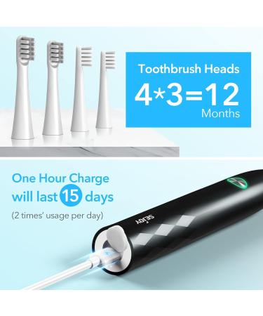 Sejoy Rechargeable Electric Toothbrush with 4 Brush Heads - 3 Modes, Smart Timer - Black (One-Key) - Buy Online on GoSupps.com