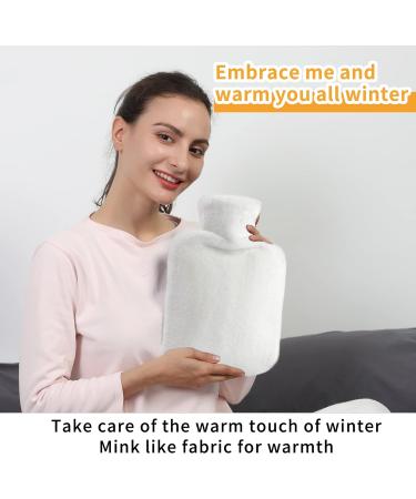 Samply 2L Hot Water Bottle with Furry Cover - White | Reusable Hot Water Bag - Buy Online on GoSupps.com
