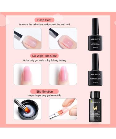 Poly Nail Gel Kit with Lamp - Nail Builder Extension Set for DIY Manicure - 10 Pink Nude Colors - Buy Online on GoSupps.com