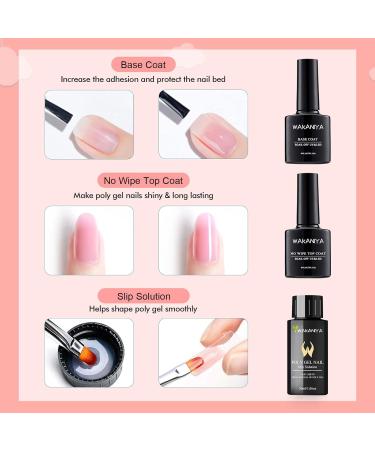 Poly Nail Gel Full Kits 10 Colours Quick Nail Extension Gel Kit Poly Nails Gel Kit with Lamp Easy to Apply with Slip Solution Rhinestone Forms Complete Nail Art Starter Kit DIY at Home White Red Brown Pink E - Buy Online on GoSupps.com